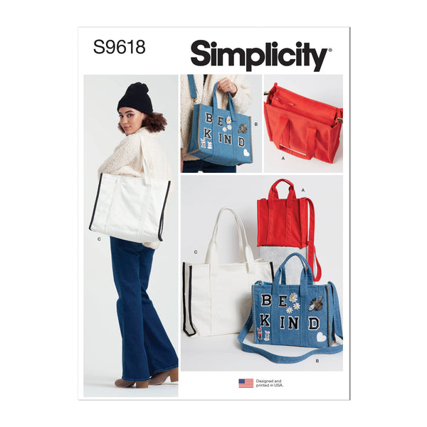 Simplicity Tote Bag in Three Sizes Sewwing Pattern S9618