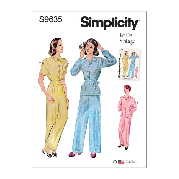 Simplicity Misses Vintage Lounge Top and Pants Sewwing Pattern S9635