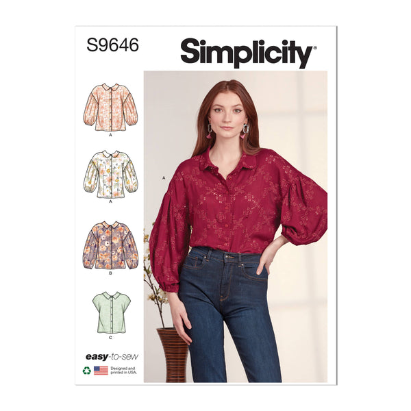 Simplicity Misses Button Down Top Sewwing Pattern S9646