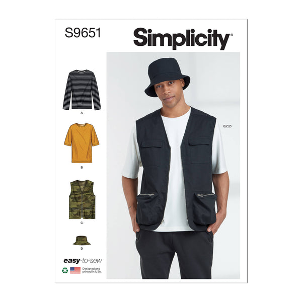 Simplicity Mens Knit Top, Vest and Hat Sewwing Pattern S9651