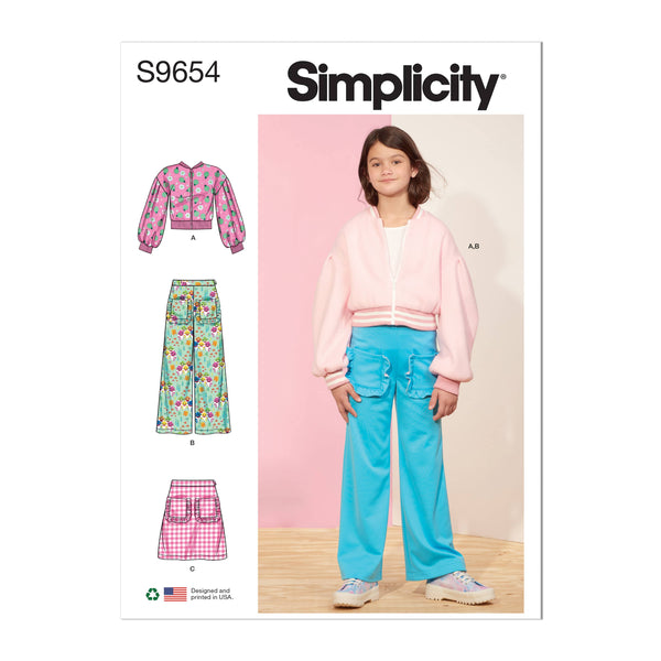Simplicity Childrens and Girls Jacket, Pants and Skirt Sewwing Pattern S9654