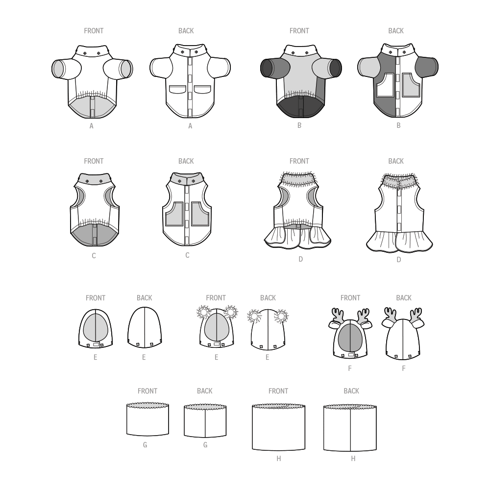 Simplicity Pet Coats with Optional Hoods and Cowls in Sizes S-M-L and Adult Cowl Sewing Pattern S9663A