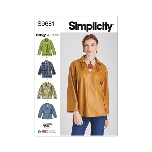 Simplicity Misses and Womens Pull-Over Top Sewing Pattern S9681
