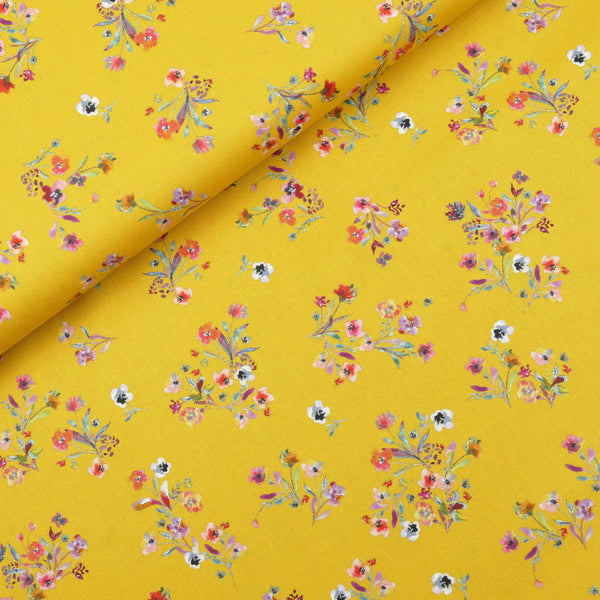 soft lightweight pure cotton poplin dressmaking fabric Bumblebee Yellow