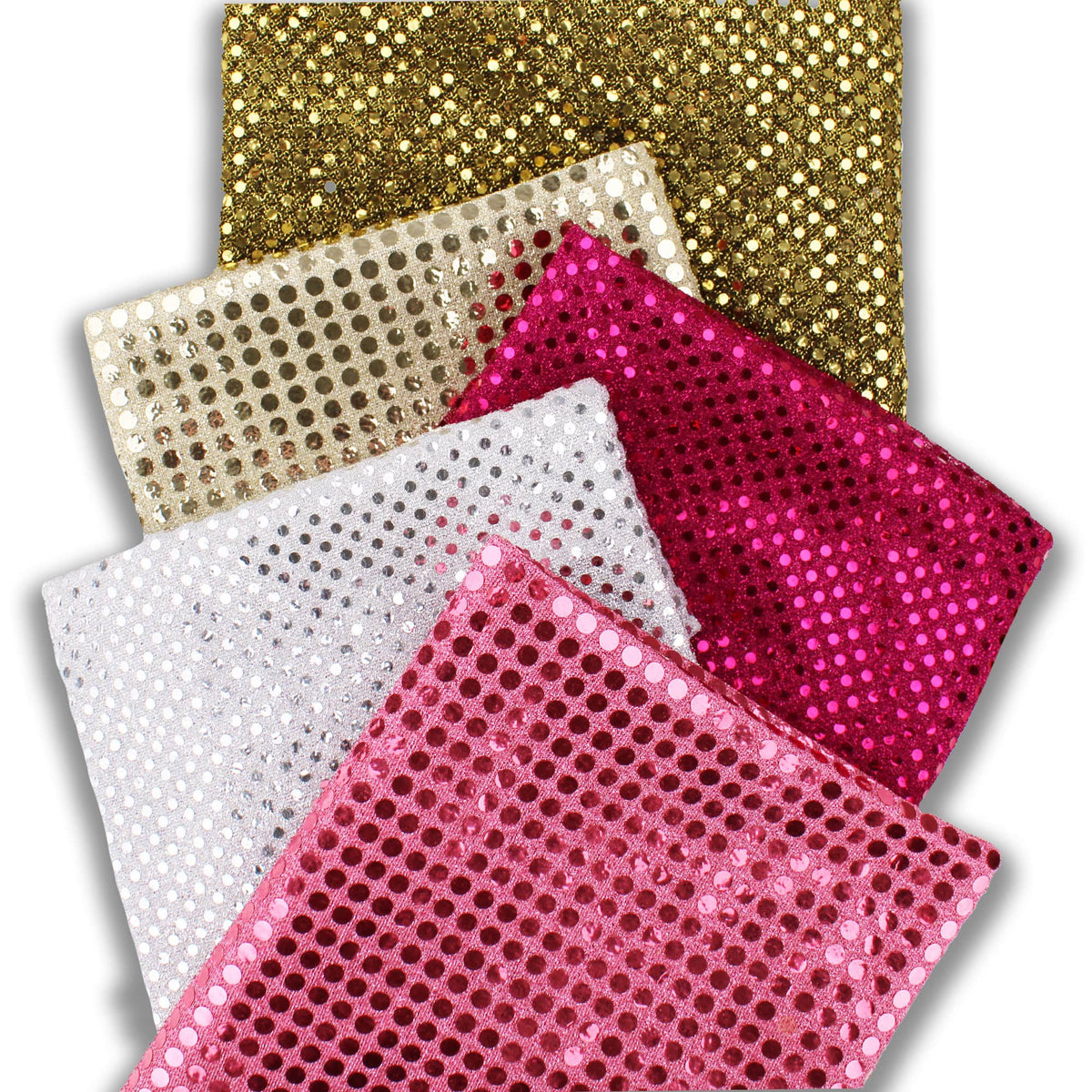 stuck on sequins on shinny see through backing fabric Gold on Black