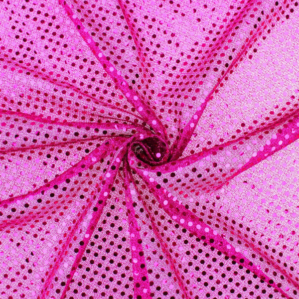stuck on sequins on shinny see through backing fabric Hot Pink