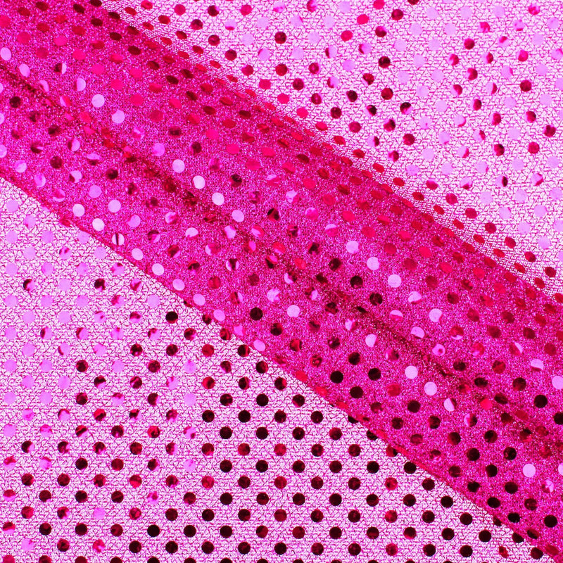stuck on sequins on shinny see through backing fabric Hot Pink