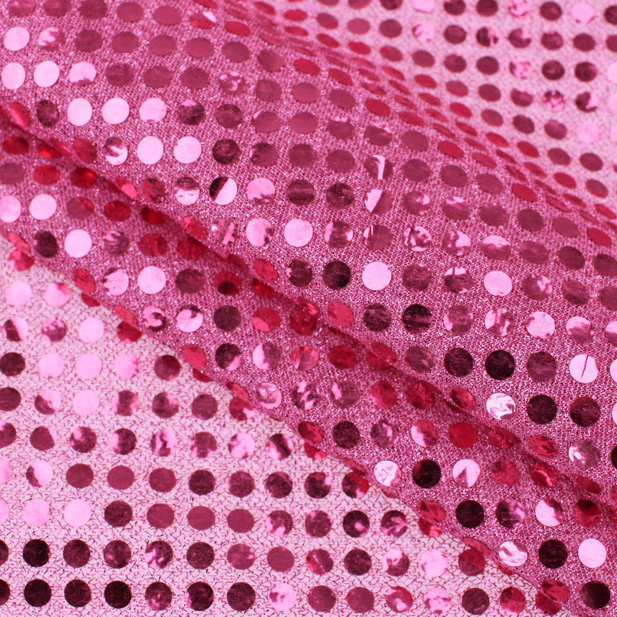 stuck on sequins on shinny see through backing fabric Pink