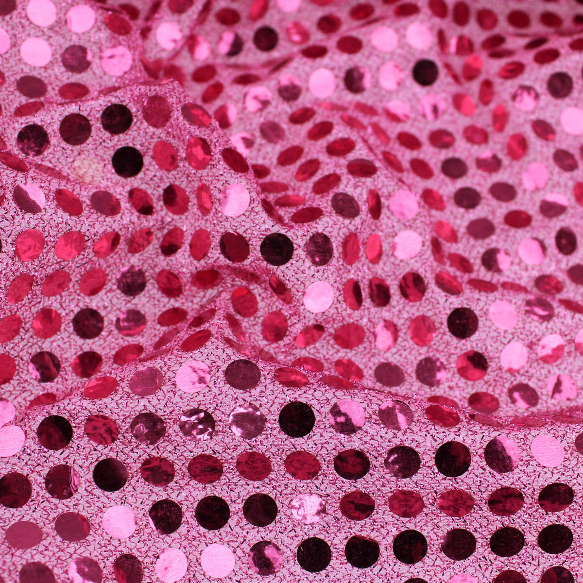 stuck on sequins on shinny see through backing fabric Pink