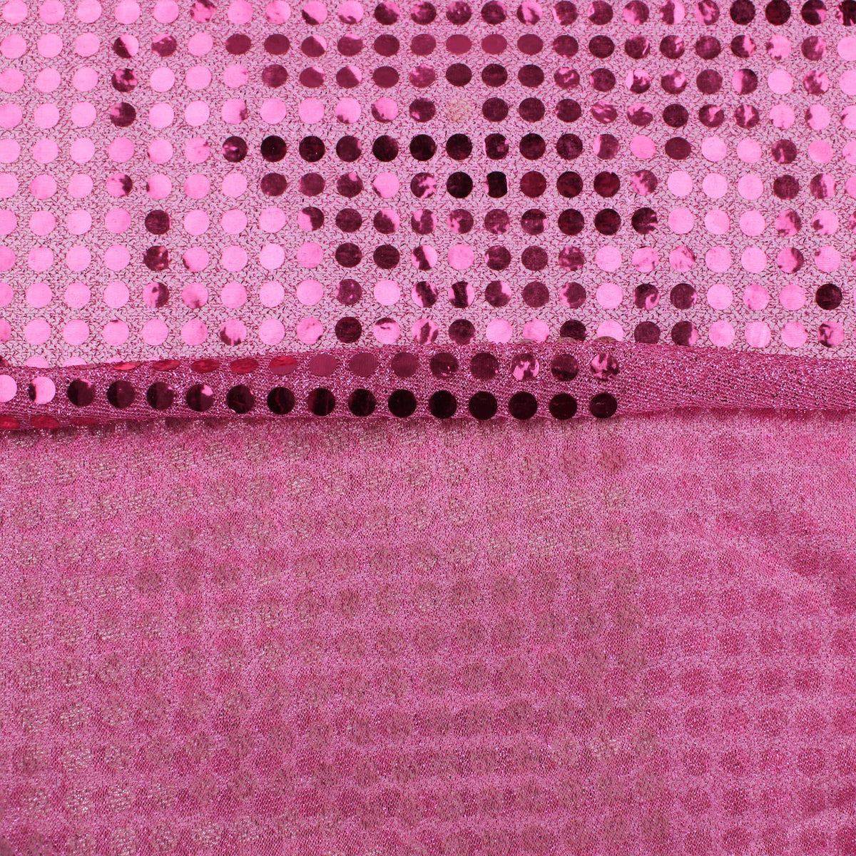 stuck on sequins on shinny see through backing fabric Pink