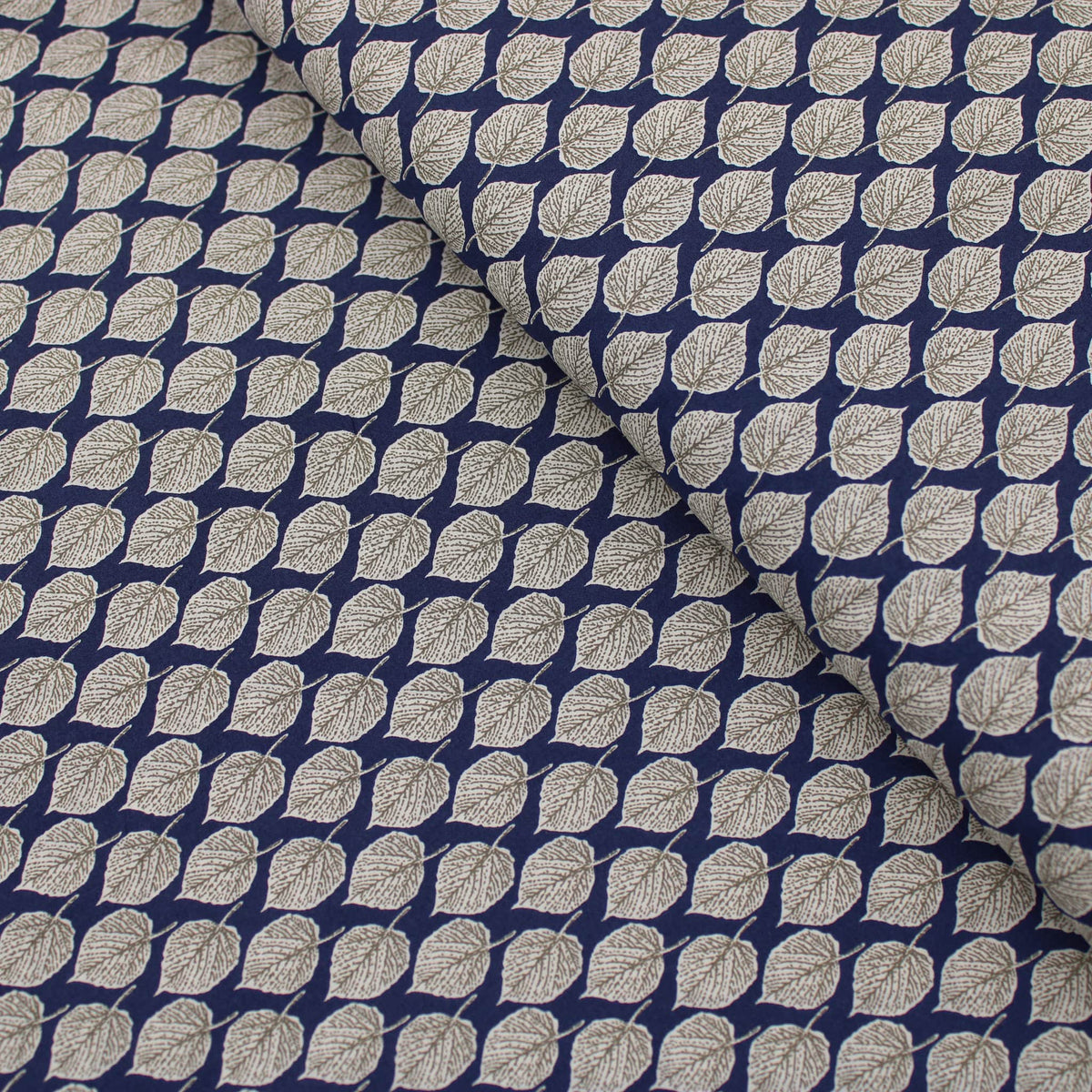 Sophie Leaf Dance Pima Cotton Lawn Leaf pattern silky english quilting floral dressmaking soft woven drape lightweight silky fabric material woven Navy