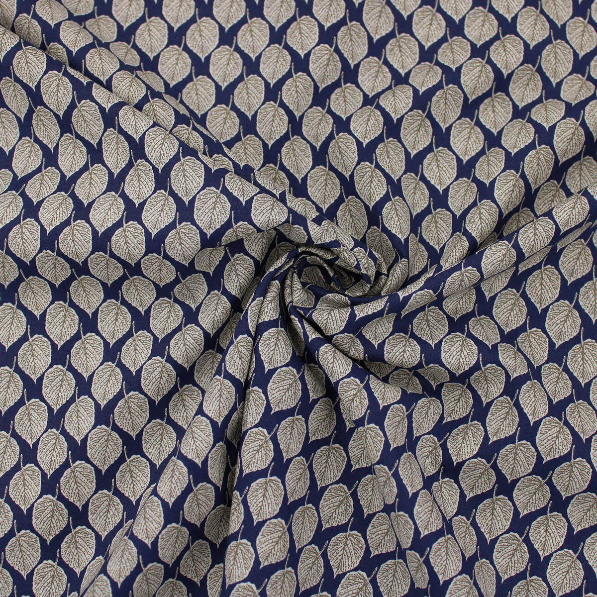 Sophie Leaf Dance Pima Cotton Lawn Leaf pattern silky english quilting floral dressmaking soft woven drape lightweight silky fabric material woven Navy