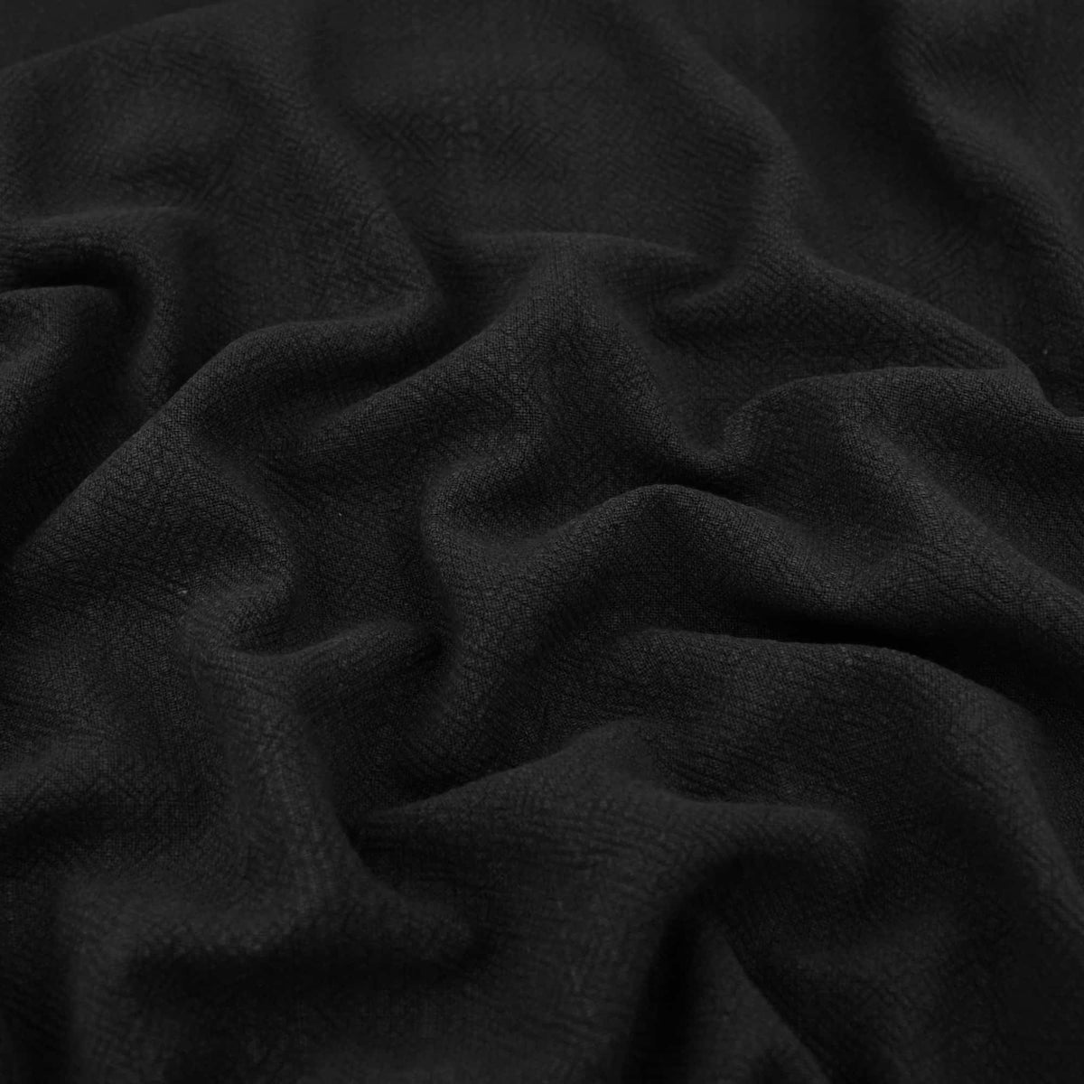 Stone washed Pure 100% Linen Natural Dressmaking Dress Trouser Heavy Weight Textured Drape Sustainable Fabric Material Woven Black