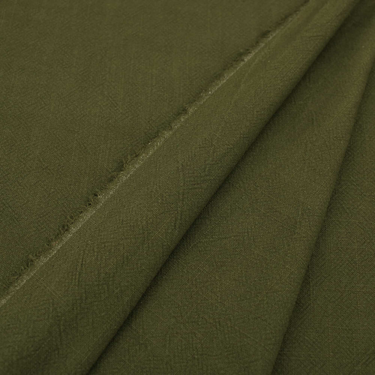 Stone washed Pure 100% Linen Natural Dressmaking Dress Trouser Heavy Weight Textured Drape Sustainable Fabric Material Woven Khaki