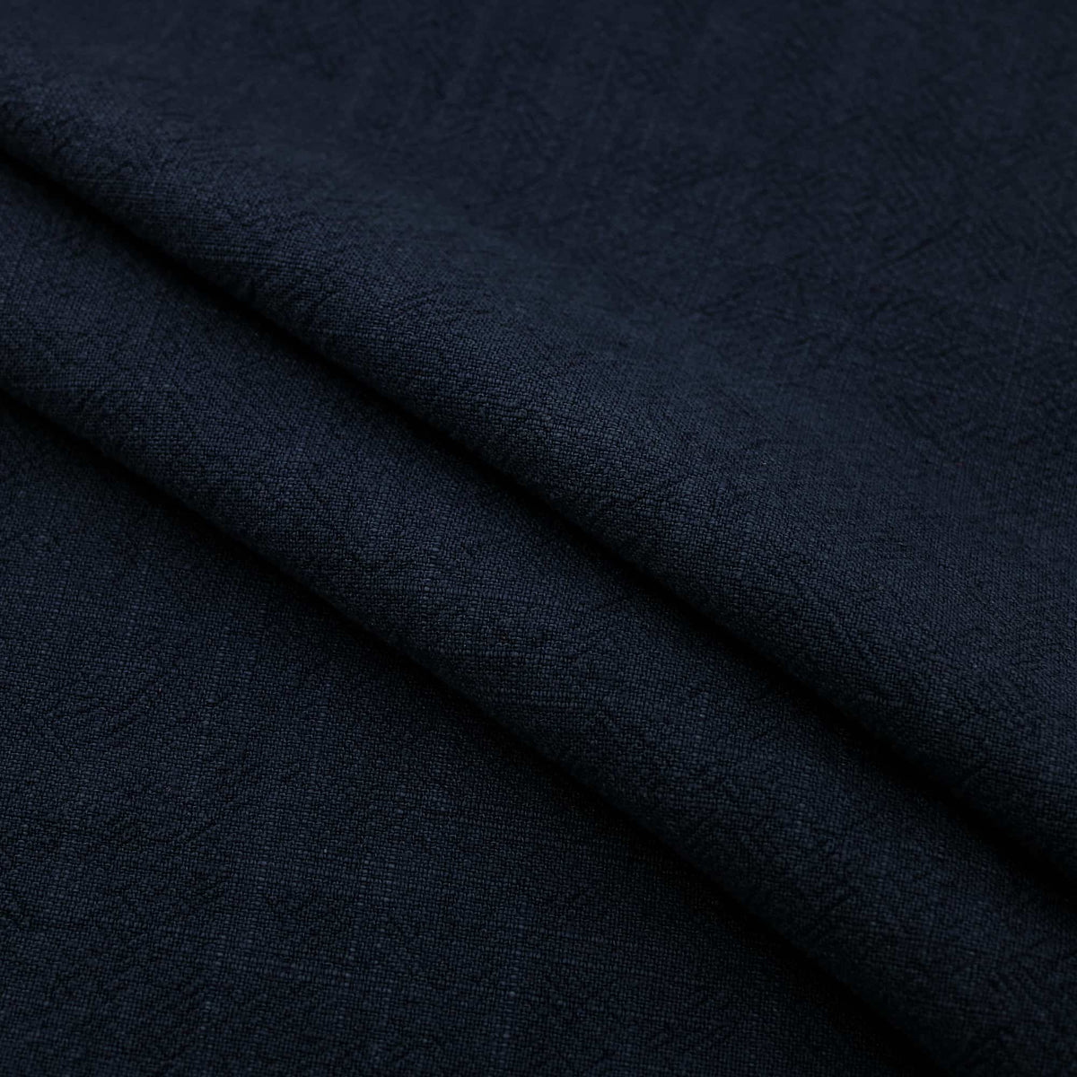 Stone washed Pure 100% Linen Natural Dressmaking Dress Trouser Heavy Weight Textured Drape Sustainable Fabric Material Woven Navy