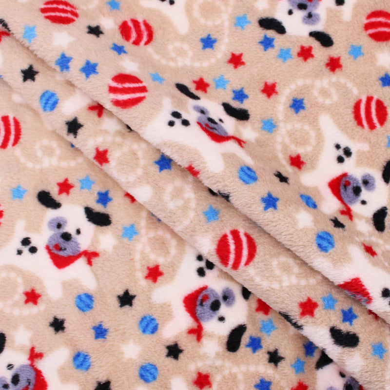 soft pattern plush cuddle kids fleece fabric Beige Dog
