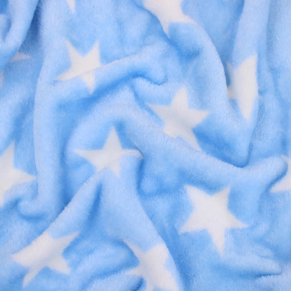 soft pattern plush cuddle kids fleece fabric Blue Star