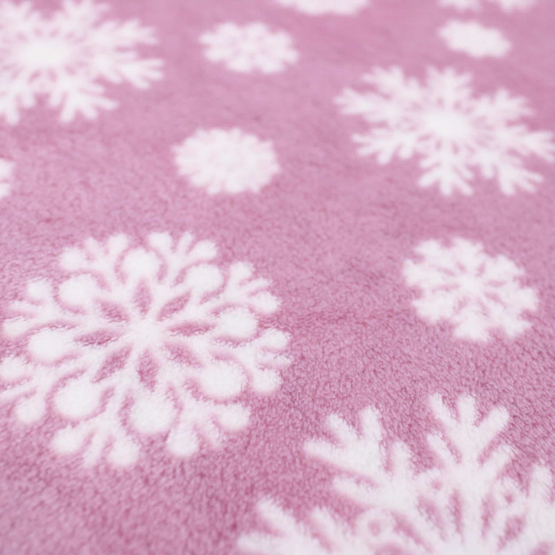 soft pattern plush cuddle kids fleece fabric Pink Snowflake