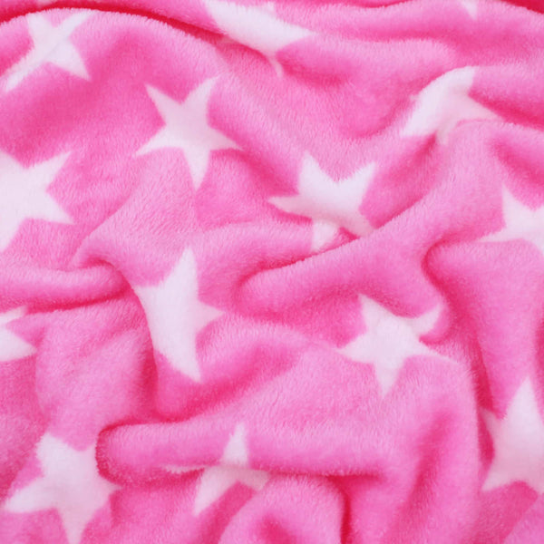soft pattern plush cuddle kids fleece fabric Pink Star