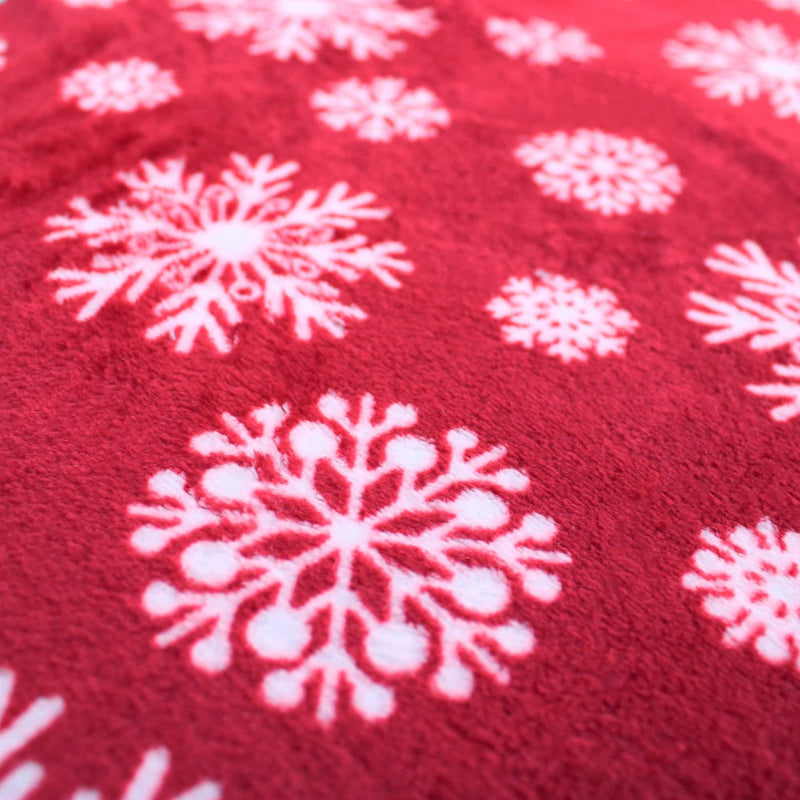 soft pattern plush cuddle kids fleece fabric Red Snowflake