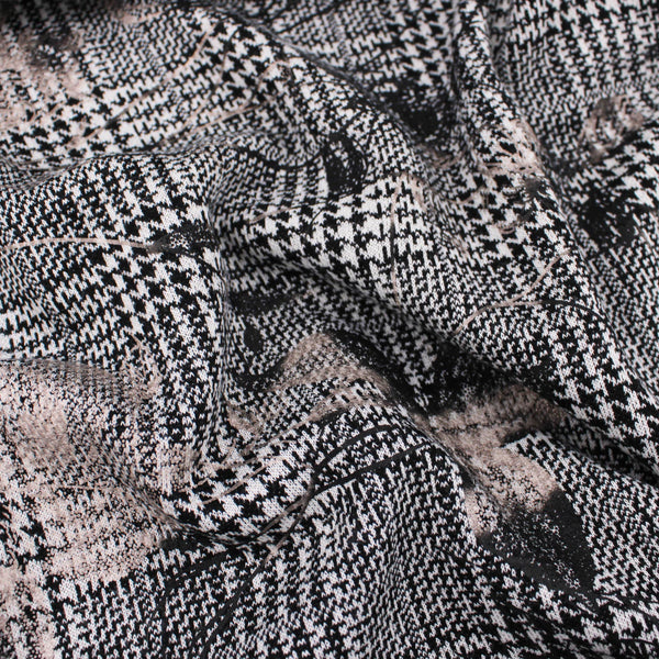 Tartan Tweed Poly Rayon - Black White