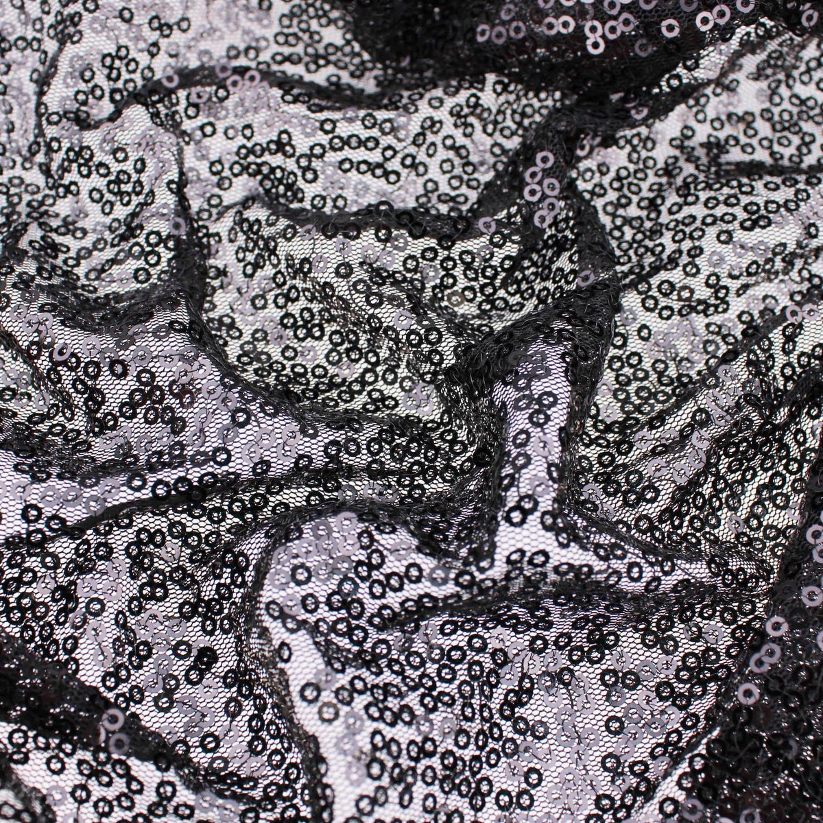 tiny sequins on mesh fabric for party dressmaking Black