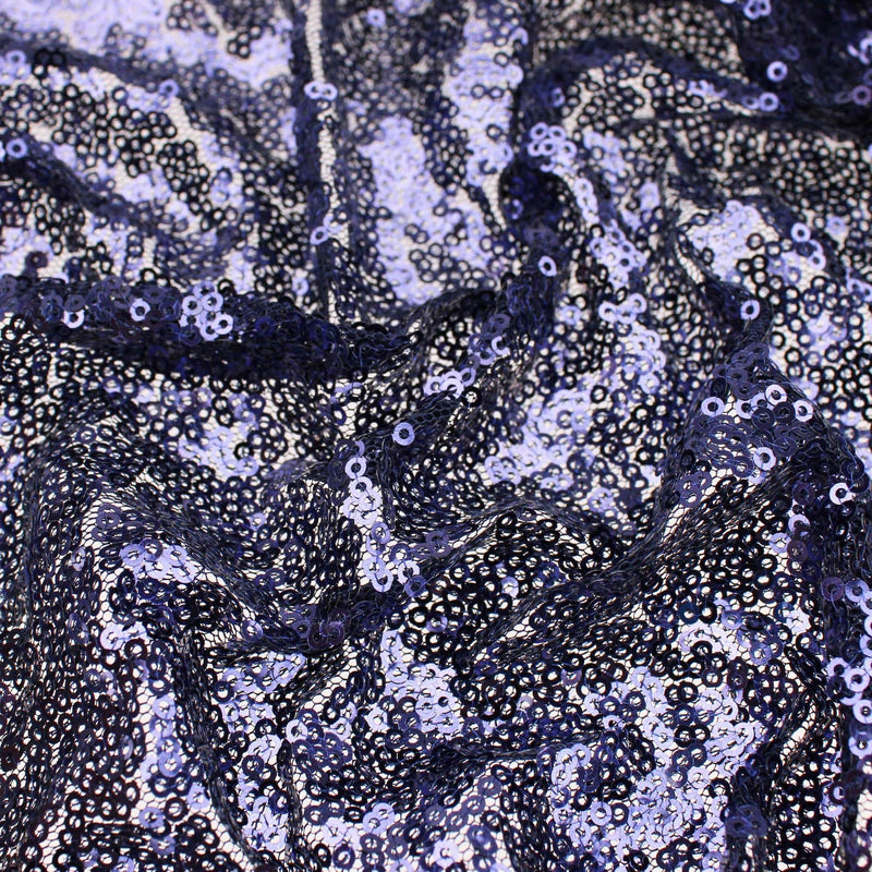 tiny sequins on mesh fabric for party dressmaking Navy