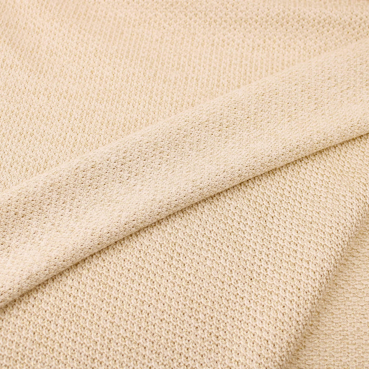 Thick Cotton Modal Lurex Stretch Knit Fabric Textured Jumper Sweater Warm Material Cream