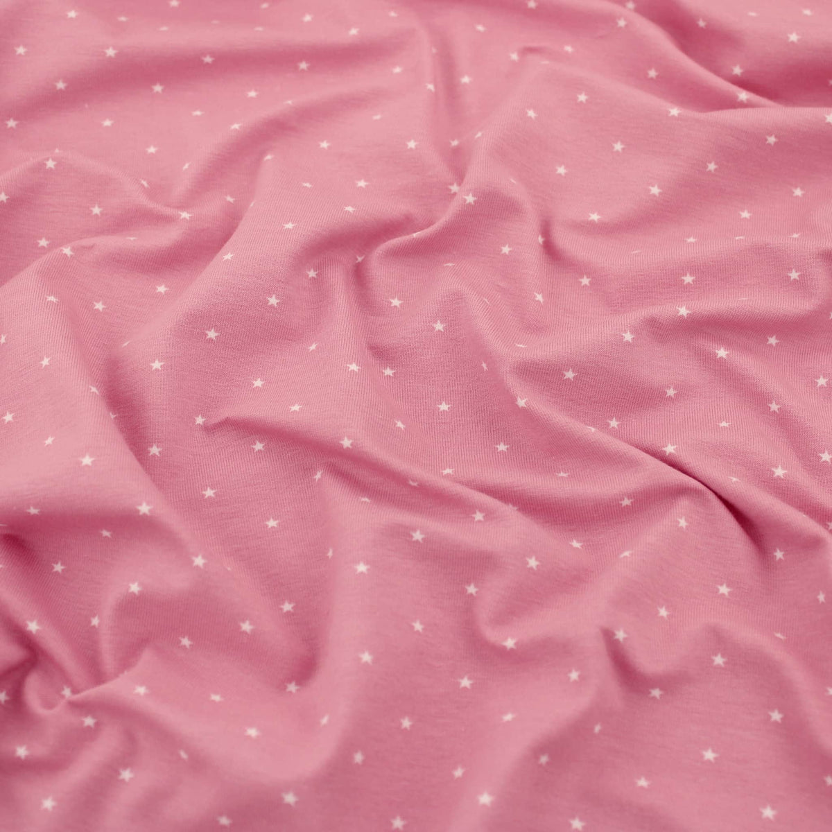 Tiny Little Stars Cotton Jersey Print Dressmaking Fabric Material Kids OEKO TEX Jersey Stretch spandex Nightwear Pyjamas Knit Light Rose