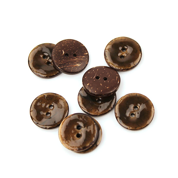 Tommy 2 hole Sew On Wood Round Brown Button Brown