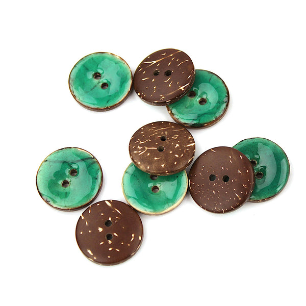 Tommy 2 hole Sew On Wood Round Turquoise Button Turquoise