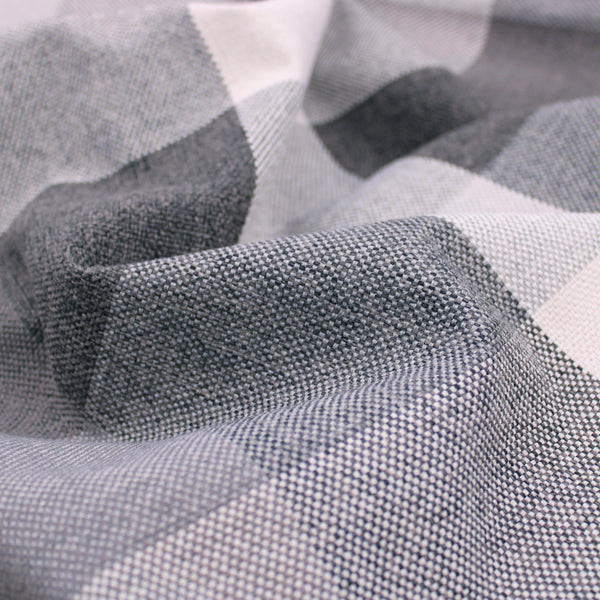 plain weave checked upholstery fabric Charcoal