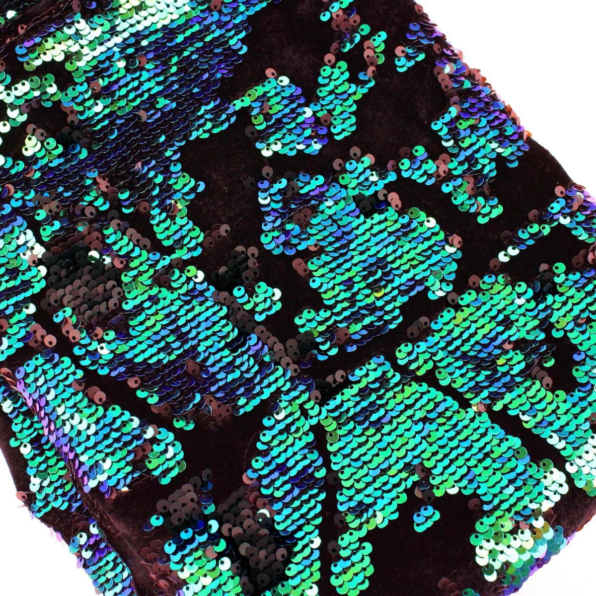 changing tone medium sequins on black velvet fabric Turquoise