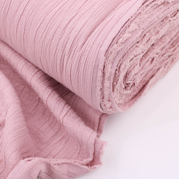Visible Line Stitches Dobby Double Gauze Quilted Fabric Material Soft Childrenwear Women Dressmaking Woven Drape Blanket Wedding Decor Craft Napkins  Rose Pink