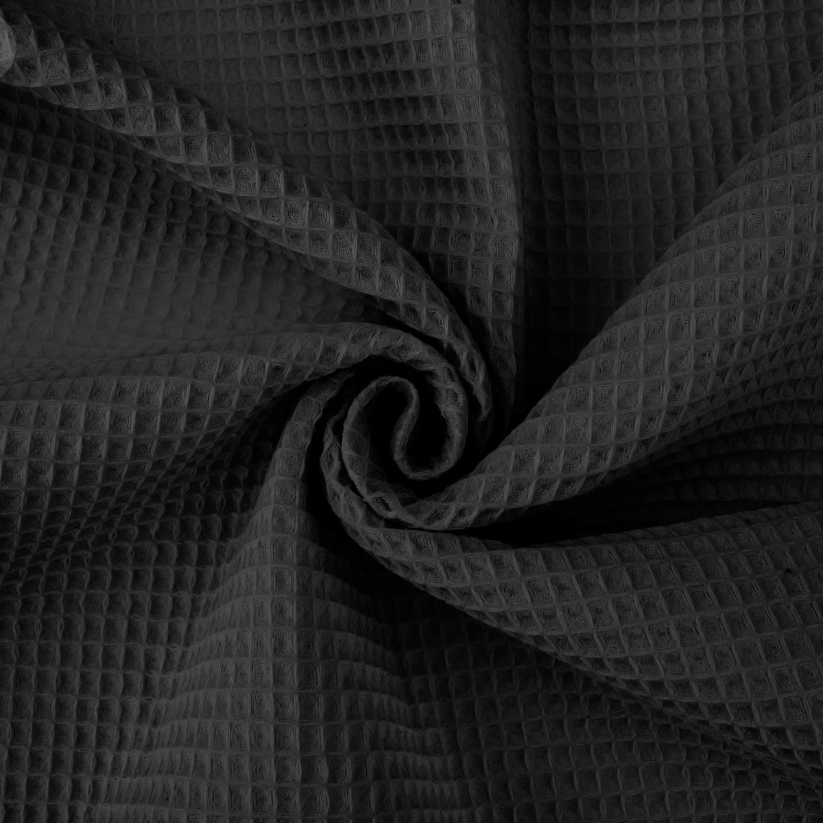 soft towelling woven cotton waffle fabric Black