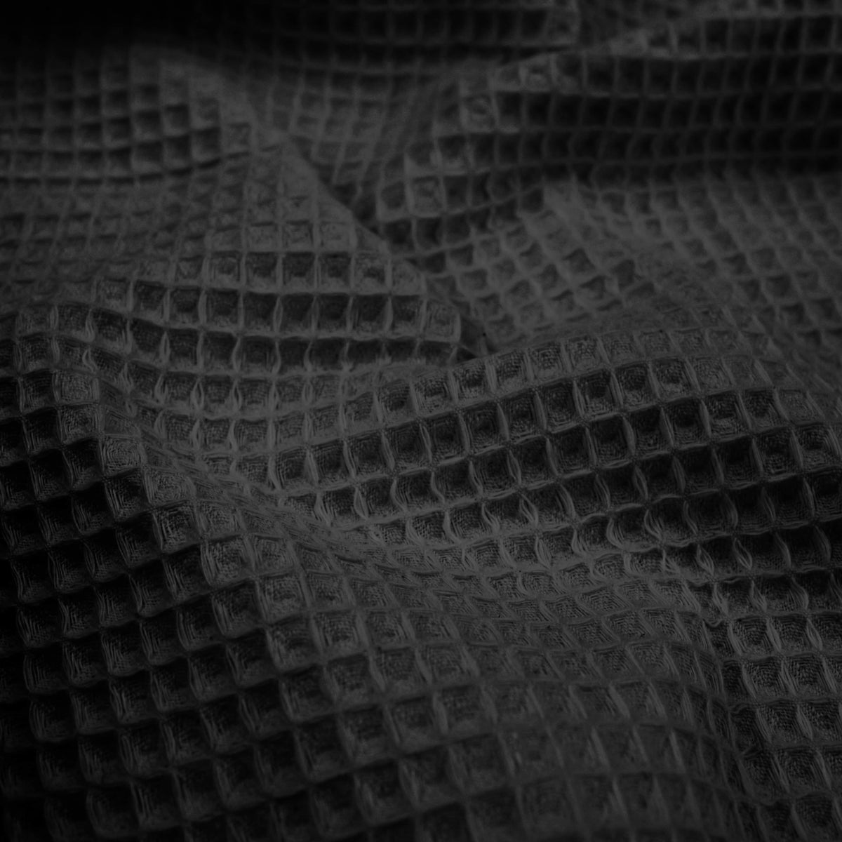 soft towelling woven cotton waffle fabric Black