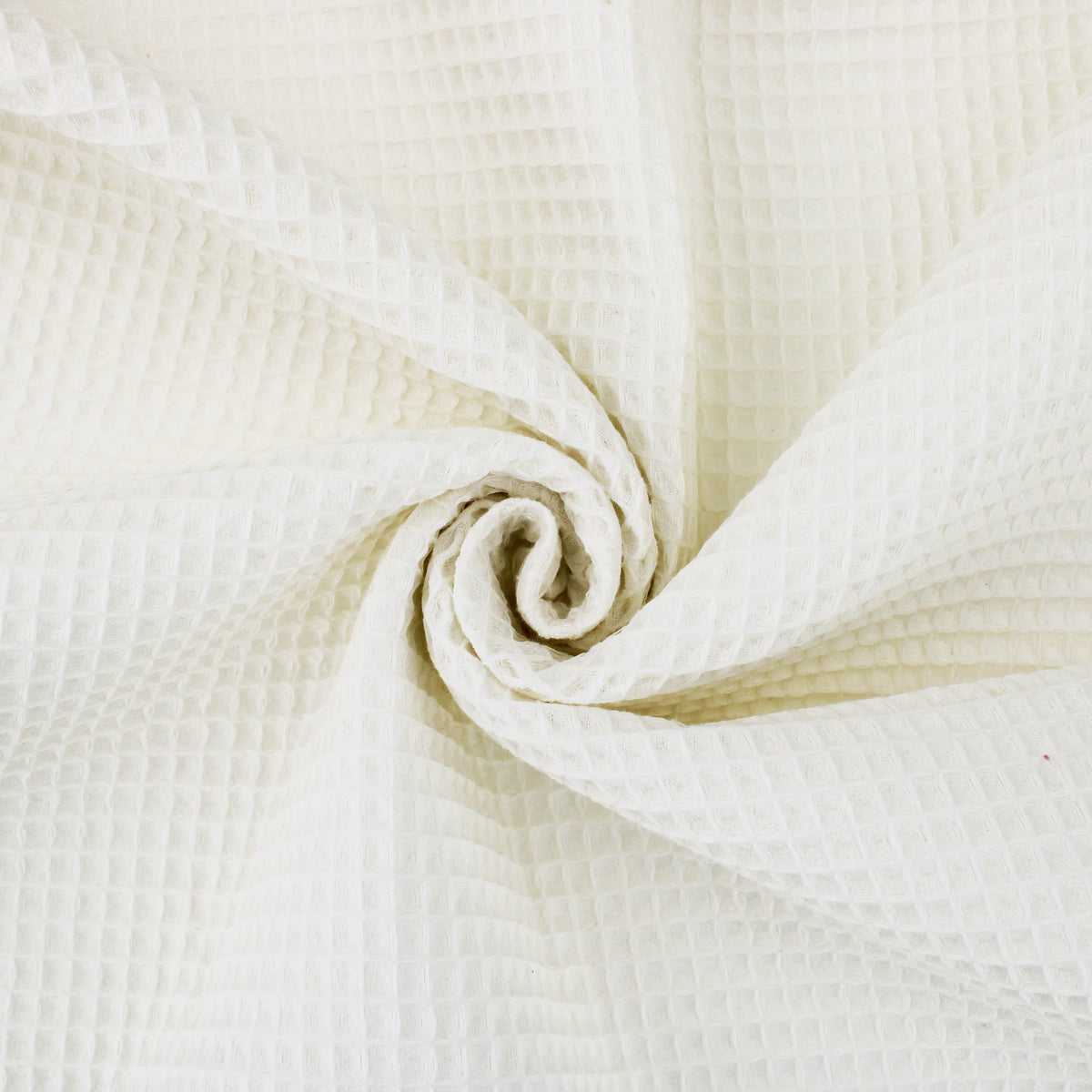 soft towelling woven cotton waffle fabric Ivory