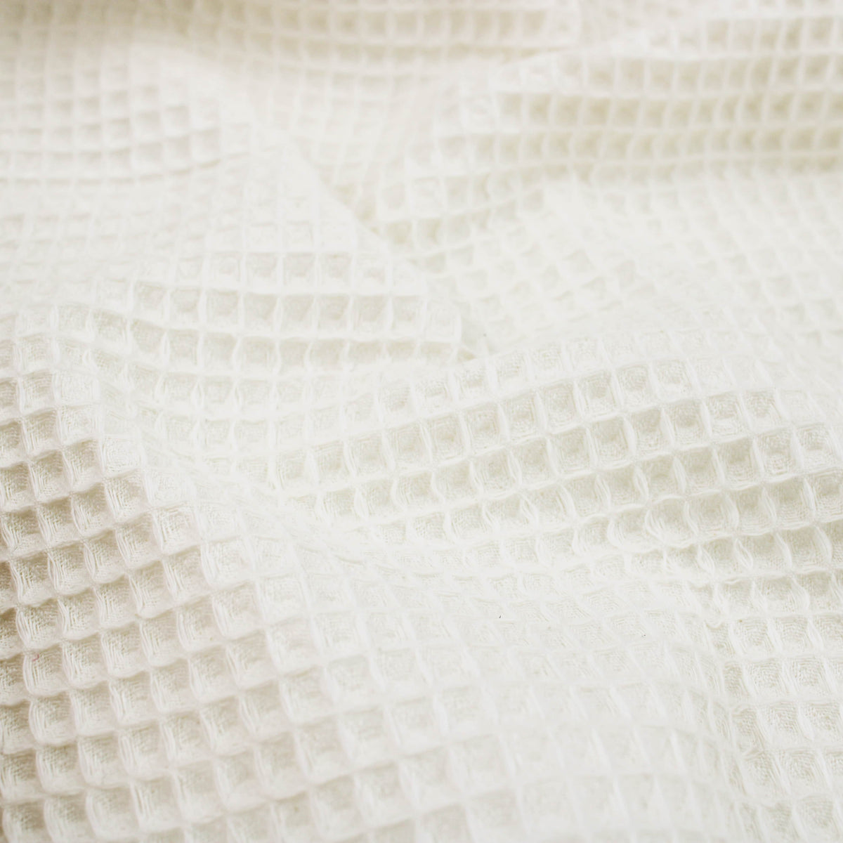 soft towelling woven cotton waffle fabric Ivory