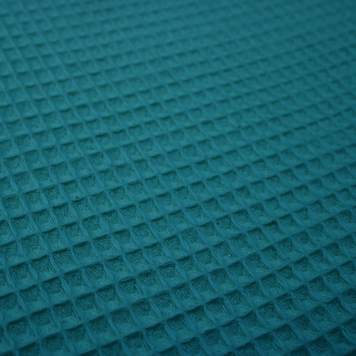 soft towelling woven cotton waffle fabric Teal