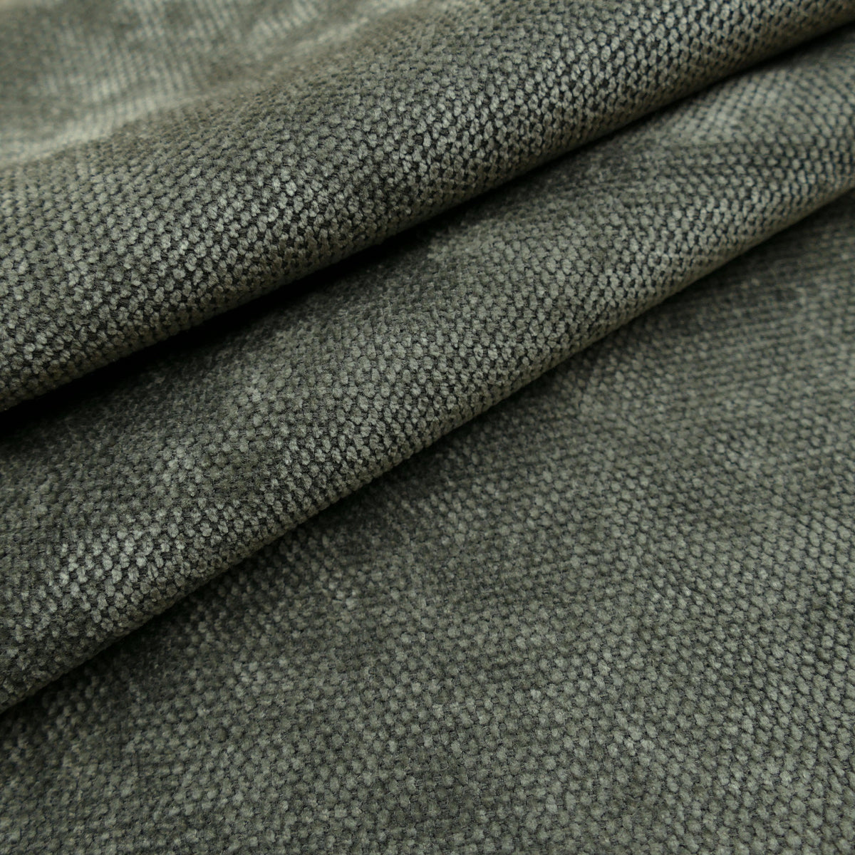 Smooth chenille soft furnishing upcycling fabric Charcoal Green