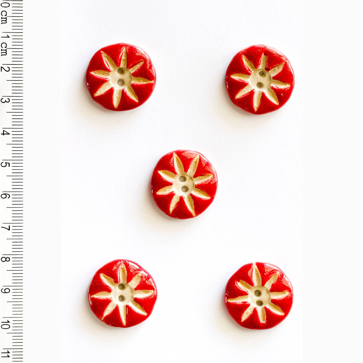 Handmade Sewing Buttons - Red Buttons