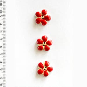 Handmade Sewing Buttons - Red Flower