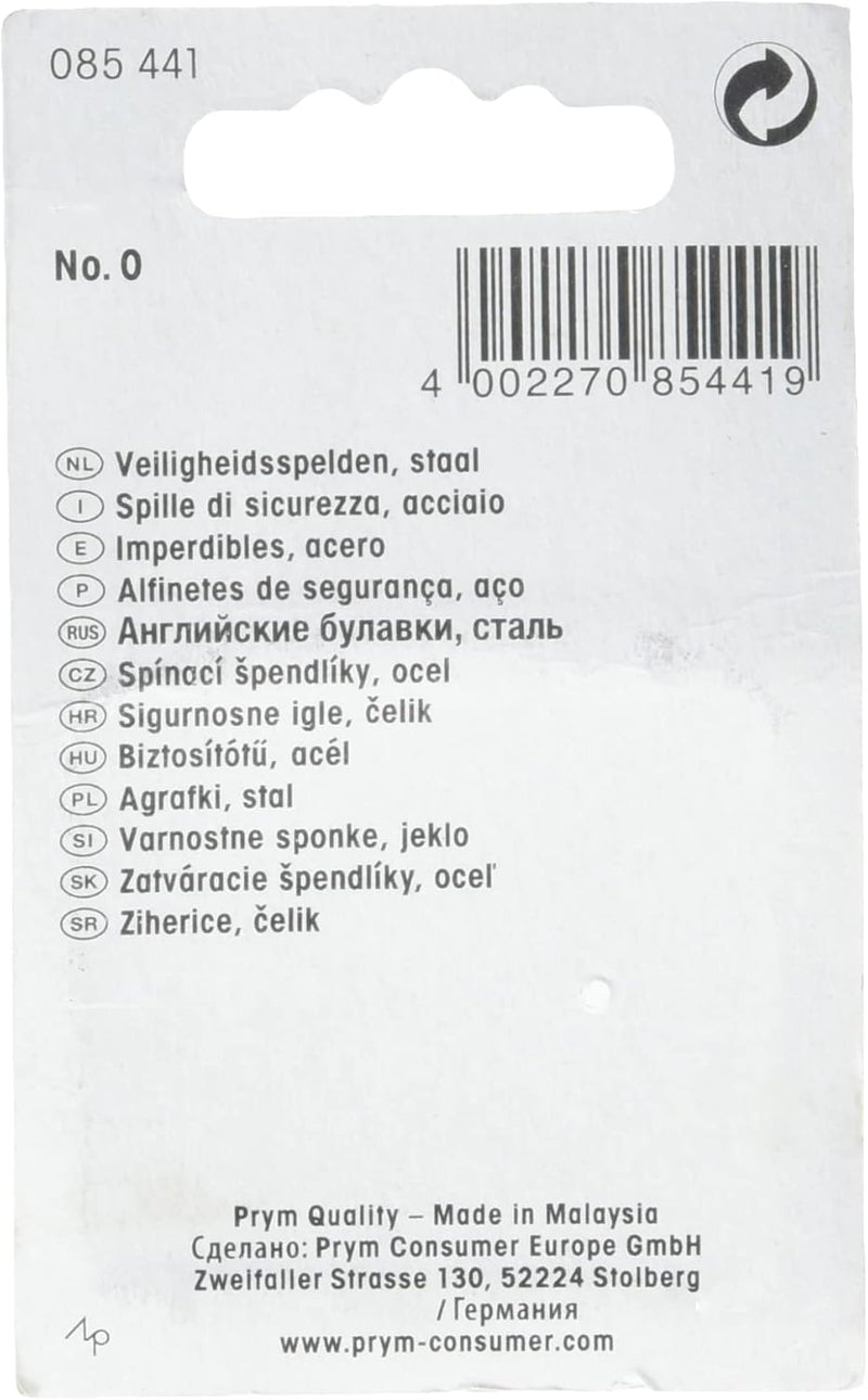 Prym Safety Pins with Coil No. 0, Silver, 27 mm - 085441