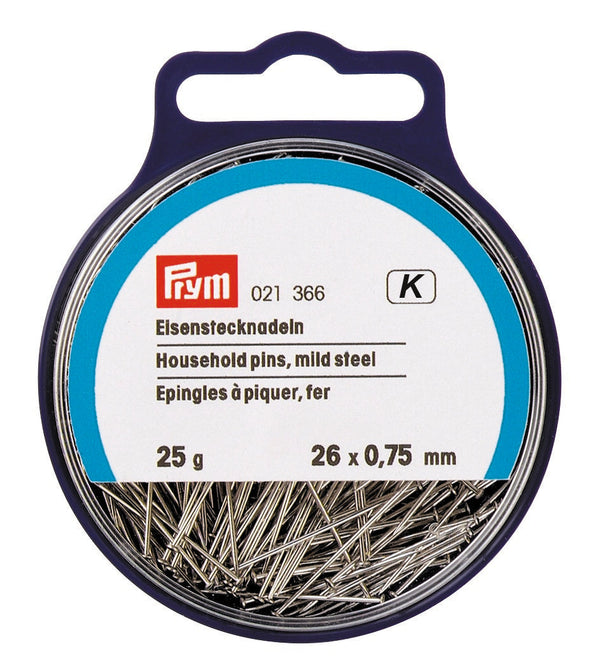 Prym Straight Pins: Mild Steel, Silver, 0.75 x 26 mm - 021366