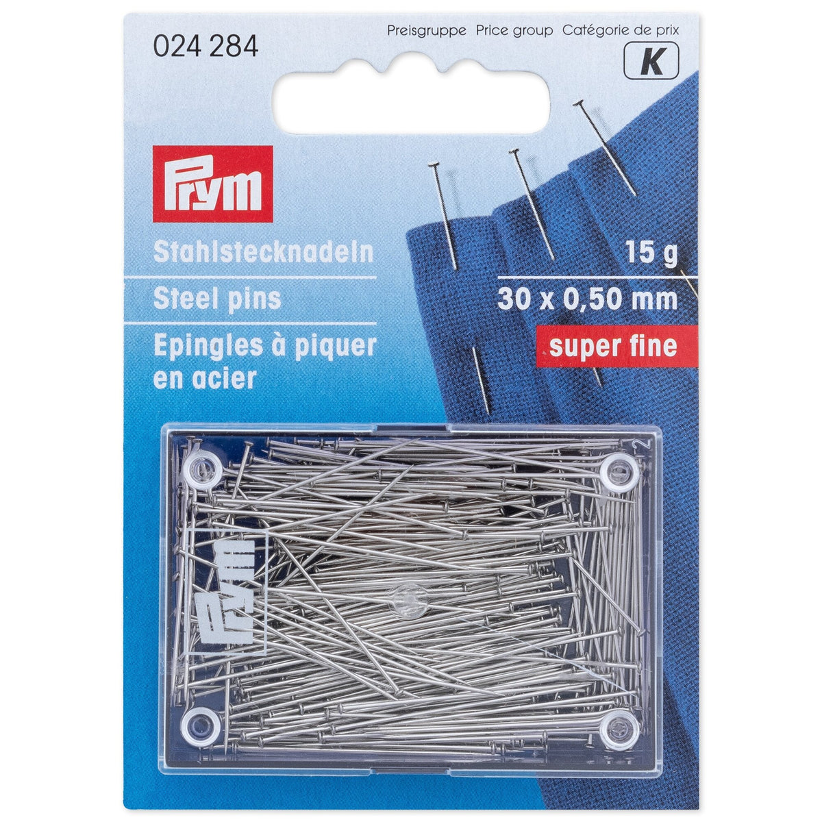 Prym Hard Steel Pins 0.50 x 30 mm in Silver Colour - 024284