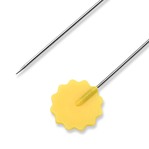 Prym Quilter's Flat Flower Pins - Silver & Yellow, 0.60 x 50 mm - 028520