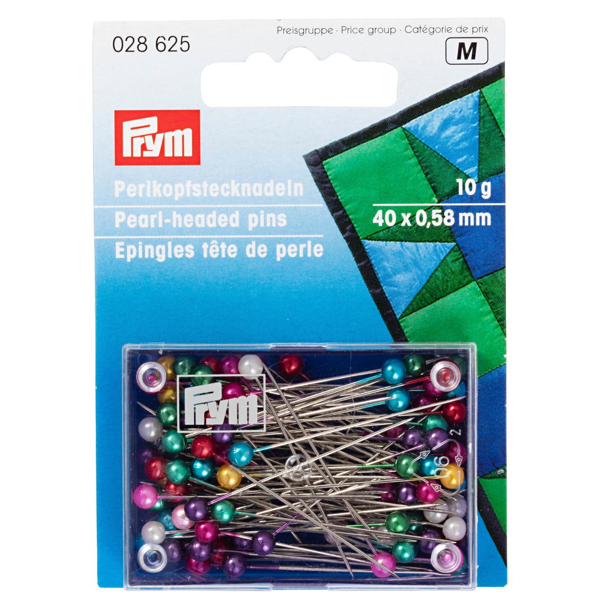 Prym Pearl-Headed Pins: Assorted Colours, 0.58 x 40 mm - 028625