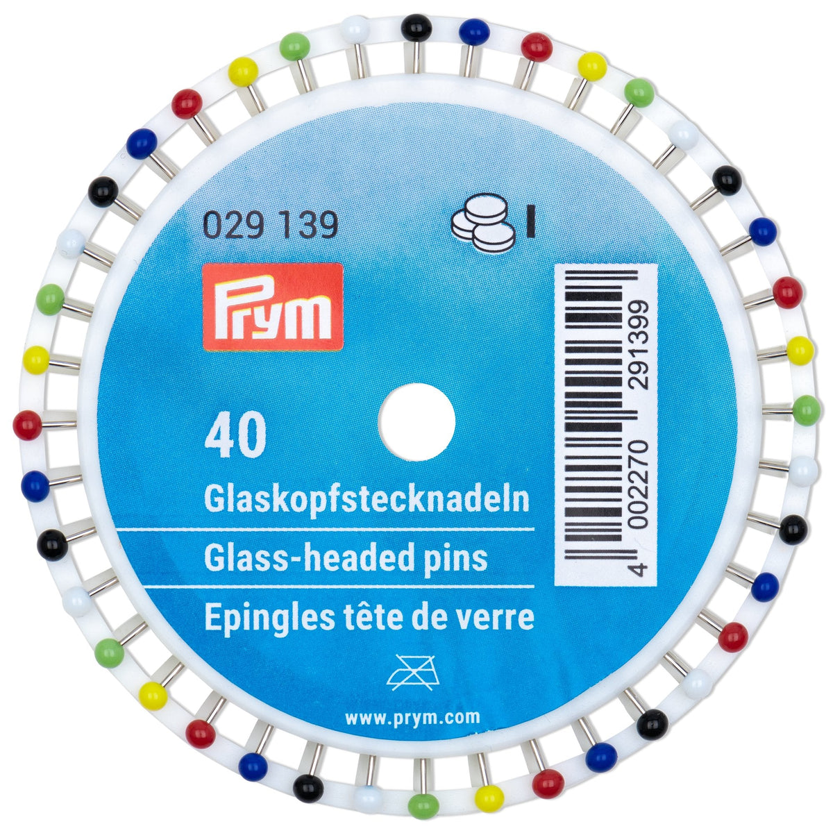 Prym Glass-headed Pins No. 9: Assorted Colours 0.60 x 30 mm - 029139