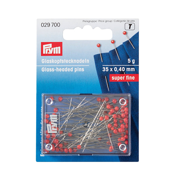 Prym Glass-headed Pins 0.40 x 35 mm Red - Quality Crafting Tools - 029700