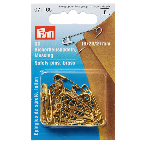 Prym Safety Pins: Gold Coil Brass 19/23/27mm for Crafting - 071165